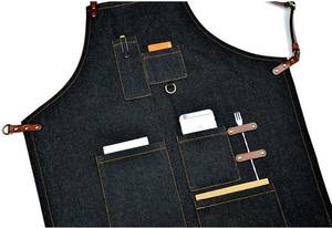 Tablier de luxe en toile cirée avec bretelles en cuir réglables, gilet professionnel de barman, logo, imperméable, robuste, pour personnel de bistrot - Product Image 2