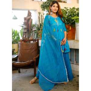 Conjunto de Traje de Chifón Bandhej Azul Talla XS Brig - Product Image 2