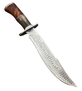 Couteau de chasse Bowie en acier forgé à la main de Damas, grande taille, manche en bois, lame à pointe tombante, haute durabilité, OEM - Product Image 2
