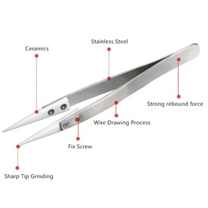 Paquete de 3 Pinzas de Soldadura Electrónicas de Cerámica con Punta Recta, Pinzas de Cerámica Antiestáticas, Resistentes al Ácido y de Precisión - Product Image 2