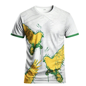 Custom Men's Soccer Jersey With Yellow Green <b>Bird</b> Print Sublimated Short Sleeve Crew Neck Moisture Wicking Polyester Apparel - Product Image 1
