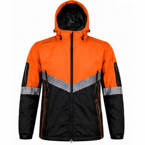 <b>High</b> <b>Visibility</b> Safety <b>Jacket</b> Black Yellow Reflective Stripes Full Zip <b>Softshell</b> Workwear Wholesale OEM - Product Image 4