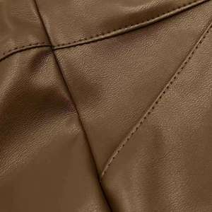 Women's Mid-Waisted Leather Solid <b>Smart</b> Casual Bermuda <b>Shorts</b> Trendy <b>Black</b> Pleated Loose-Fit Anti-Wrinkle Quick Dry Button Fly - Product Image 5