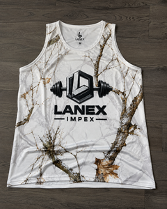 Custom Men's White Woodland Camo Gym Tank Top Sublimation Fitness Stringer Vest Bodybuilding Sleeveless Workout Sports Apparel - Product Image 6