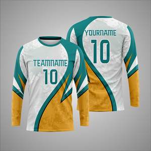 Camiseta deportiva de manga larga con sublimación personalizada – Camiseta de entrenamiento atlético con impresión de número y nombre de equipo personalizados - Product Image 1