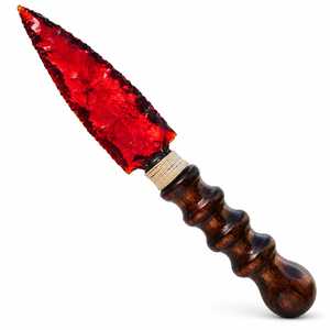 Punta de Flecha de Vidrio Obsidiana Roja Hecha a Mano con Mango de Madera Tallado, Cuchillo de Lanza de Estilo Primitivo, Pieza Coleccionable de Arte para Exhibición - Product Image 2