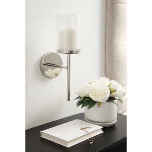 Wholesale Silver Metal and Glass Wall <b>Candle</b> Holder, Elegant Decorative <b>Candle</b> <b>Sconce</b> for Home Living Room, Bedroom At Best Rate - Product Image 5
