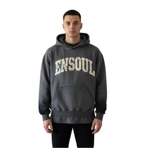 เสื้อฮู้ดผู้ชายสีน้ำตาล Ensoul ทรงโอเวอร์ไซส์ ผ้าฟลีซ พิมพ์ลายการ์ตูน สวมใส่สบายๆ ในฤดูใบไม้ผลิ ผลิตจากผ้าฝ้าย 100% เป็นมิตรต่อสิ่งแวดล้อม - Product Image 5