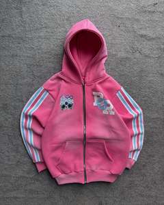 Vente en gros de sweats à capuche pour hommes, coupe oversize et ample, en molleton French Terry, à manches longues, avec impression en relief et broderie - Product Image 2