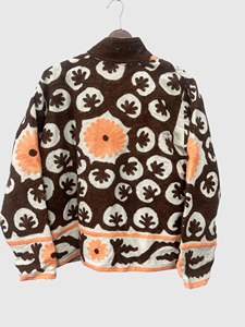 Veste en polaire à col mandarin brodée à la main avec des motifs floraux, manches longues, longueur normale, taille plus, vêtements d'automne pour femmes adultes - Product Image 2