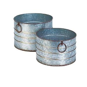 Macetas Galvanizadas Populares de Forma Ovalada, Juego de Macetas con Asas de Madera para Decoración Interior y Exterior - Product Image 6