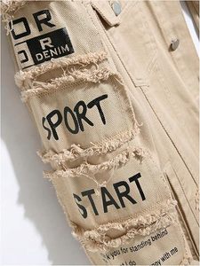 SOLY HUX Veste en jean à poches à rabat et boutons pour homme avec motif lettres - Product Image 5