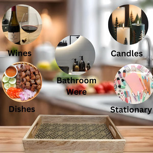 Nueva Bandeja de Servir de Madera Hecha a Mano 2025 con Diseño de Dibujos Animados, Marrón, No Tóxica, Juego de 5 Piezas, Regalo Perfecto para Mamá o Esposa, para Compromiso y Boda - Product Image 3