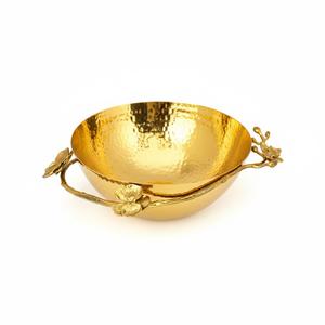 Tazón de servir redondo de metal martillado dorado de lujo, tazón decorativo con acabado dorado para decoración del hogar, vajilla ecológica en oferta. - Product Image 6