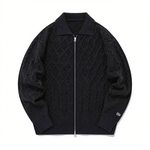 Nuevo suéter cárdigan de invierno con cremallera para hombre, de mezcla de alpaca de alta calidad, con logotipo personalizado bordado OEM. - Product Image 5