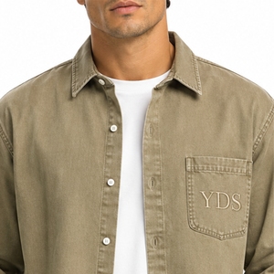 Chemise en denim de coton personnalisée pour homme, couleur personnalisée, tissu en coton twill doux, matière respirante, coupe confortable, manches longues pour homme - Product Image 4