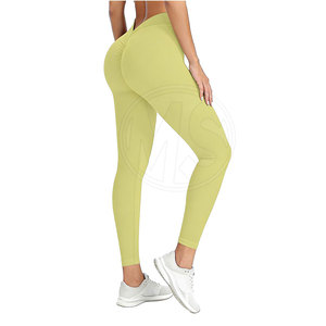 Leggings de yoga pour femmes à taille élastique sans couture, légers, couleur unie, pour adultes - Product Image 3