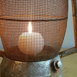 Vintage Metal <b>Lantern</b> <b>Set</b> with Candle Holder Cylindrical Shape Durable Finish for Home Decoration - Product Image 5