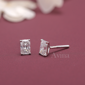 IGI Certified Lab Grown Diamond Radiant Cut Stud <b>Earrings</b> 18K White / Yellow & Rose Gold Rectangular Solitaire Diamond <b>Earrings</b> - Product Image 4