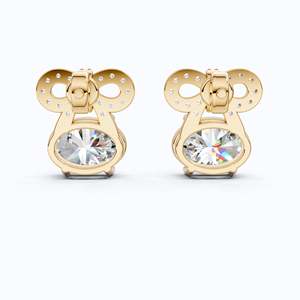 ต่างหูเพชรทรงรีสีเหลืองทอง 10KT เพชรเลี้ยงในห้องปฏิบัติการ ประดับด้วยวงแหวนเพชร รับรองโดย IGI เหมาะสำหรับเป็นของขวัญหมั้นและงานแต่งงาน เครื่องประดับชั้นดี - Product Image 3