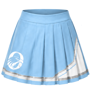 Light Blue <b>White</b> Sublimated Cheer <b>Long</b> Sleeve Uniform Set Pleated <b>Skirt</b> Team Sportswear Athletic Training Practice Performance - Product Image 5