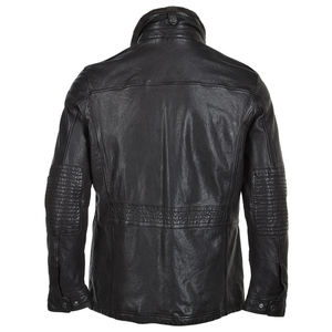 Chaqueta de Cuero Genuino para Hombre con Cuello de Piel Sintética, Estilo Motociclista, Resistente al Viento, Ropa de Invierno, Corte Regular, Cierre de Cremallera - Product Image 2
