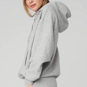 Sweat-shirt de sport en polaire pour femme, couleur unie, pull à capuche tendance pour couple, hiver - Product Image 3