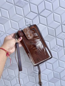 Sac à main unique pour téléphone en cuir de vachette véritable, nouveau sac bandoulière de créateur, petite taille, pochette de poignet, sac bandoulière - Product Image 3