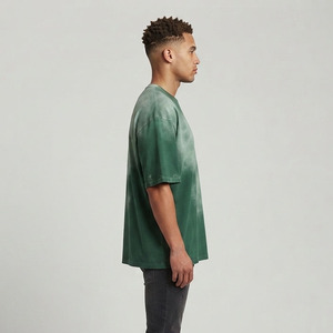Camiseta Oversize para Hombre, Efecto Desgastado, Algodón Premium de Alto Gramaje, Estilo Vintage Lavado, Cuello Redondo, Manga Corta, Streetwear - Product Image 3