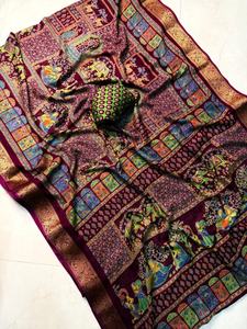 Blusa de Sari de Seda Suave de la Mejor Calidad, Estilo Moderno, Secado Rápido, Ligera, para Bodas, Fiestas, Diwali, Verano - Product Image 6