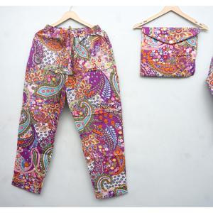 Conjunto de pijamas de algodón 100% con estampado floral para mujer, pijama de manga larga con cuello redondo, ropa de dormir informal para verano y primavera - Product Image 3