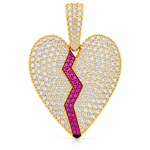 Colgante y Dijes de Plata 925 con Diamante Cultivado en Laboratorio, Joyería de Moda Única - Collar Hip Hop Chapado en Oro con Corazón Roto Burbujeante, Regalos - Product Image 1