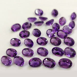 Pierres précieuses d'améthyste naturelle de fabrication indienne, taille ovale, couleur violette, pierres brutes pour la création de bijoux fins, facettées et calibrées. - Product Image 4