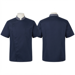 เสื้อเชฟแบบยูนิเซ็กซ์ ผ้าทวิลล์ 65% โพลีเอสเตอร์ 35% คอตตอน 200 GSM แขนสั้น สีดำ ปักลายตามสั่ง สำหรับร้านอาหาร บาร์ - Product Image 5