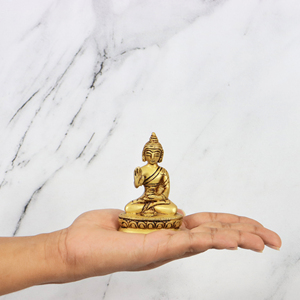 Estatua de Buda de latón, figura meditativa, decoración religiosa de metal hecha a mano, adorno para mesa del hogar, 7cm de altura - Product Image 4