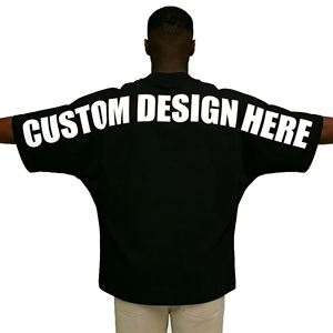 Camiseta Negra Extra Grande de Algodón para Hombre, con Estampado Personalizado en la Espalda, Estilo Urbano, Manga Corta, Cuello Redondo - Product Image 1