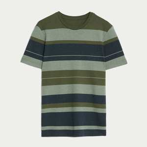 Camiseta de Algodón a Rayas Sublimada Transpirable de Alta Calidad al por Mayor, Camiseta Informal de Manga Corta para Hombre - Product Image 2