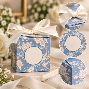 Custom Floral Paper Gift Box With <b>Ribbon</b> Bow Luxury <b>Wedding</b> Favor Packaging Box For Party Jewelry Chocolate Gift Packaging - Product Image 4