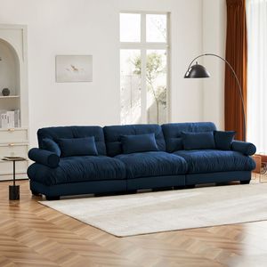 Modern 3-Seat Extra Large Velvet <b>Sofa</b> Oversize Cloud-Like Comfort with Waist Pillows & <b>Support</b> for Living Room - Product Image 2
