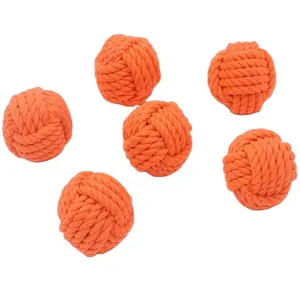 航海装饰球形天然装饰桌绳球最新橙色纯棉绳结球手工球
