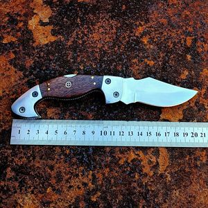 Compact Folding Pocket Knife Cleaver Style Damascus Steel Blade Wood Handle EDC High Quality 58HRC Outdoor Hunting <b>Tool</b> OEM Bulk - Product Image 5