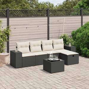 Grand ensemble de canapés de jardin modulaires en rotin PE noir, élégant et durable, mobilier d'extérieur - Product Image 1