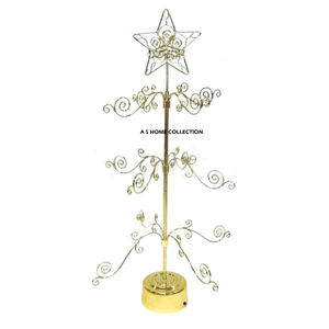 Support de Présentation de Noël en Fer Forgé Doré, Taille Personnalisable, Artisanat Unique, Éclairage LED, Métal - Product Image 1