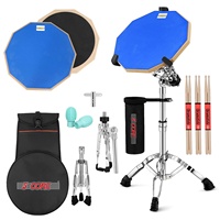 Set de 5 pads de práctica de batería de 12 pulgadas con soporte para tambor de caja, kit de batería silencioso de doble cara