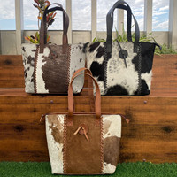 Tas Tote kulit sapi untuk wanita, tas jinjing modis bahan bulu kulit sapi, tas desainer Multi guna untuk wanita