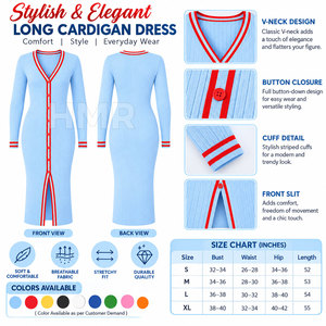 Cardigan en laine tricotée HMR Sorority Sisterhood avec bordure rouge et blanche et fente avant, robe longue en cachemire de Mongolie - Product Image 6