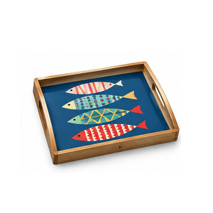 Plateau de service en bois avec poignée à motif cœur bicolore pour usage résidentiel - Product Image 6