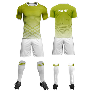 Custom Men Soccer Uniform Green White Sublimated Jersey Shorts <b>Socks</b> Set <b>Moisture</b> Wicking All Seasons Adult Regular Fit - Product Image 3