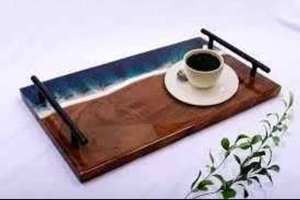 Bandeja rectangular de madera para servir, bandeja multifuncional para café y desayuno de HANNAN HANDICRAFT - Product Image 3