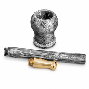 Jexmoo Pipa de Fumar de Acero de Damasco de Lujo Hecha a Mano, Reutilizable, con Funda de Cuero, Regalo para Papá, Esposo, Novio - Product Image 4